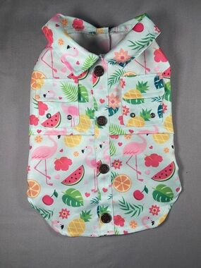 Tropical Flamingo Print Dog Shirt - Mint Pink